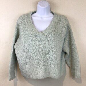 Mauve Anthropologie Merino Wool Blend Mint Green Soft Cropped Sweater